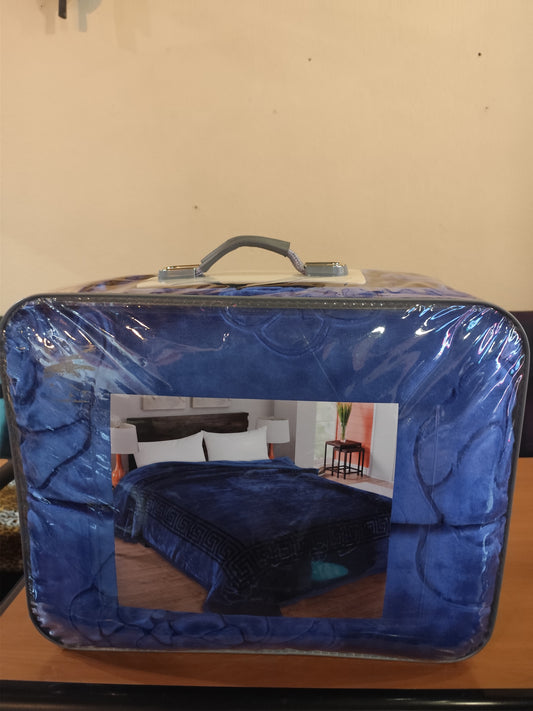 3-in-1 Luxury Super Soft Warm Double Bed blanket. Blue