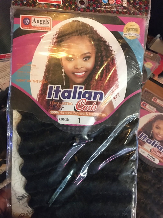 ANGELS ITALIAN LONG LASTING HUMAN HAIR CURLS #1 COLOUR