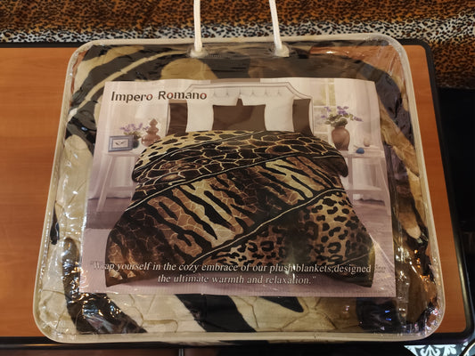 2-in-1 Impero Romano Ultra Soft and warm Blanket. Animal print.