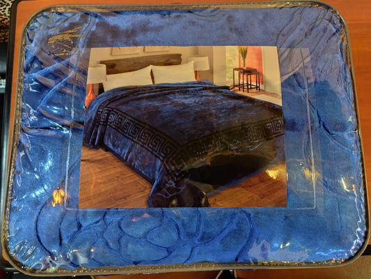 3-in-1 Luxury Super Soft Warm Double Bed blanket. Blue